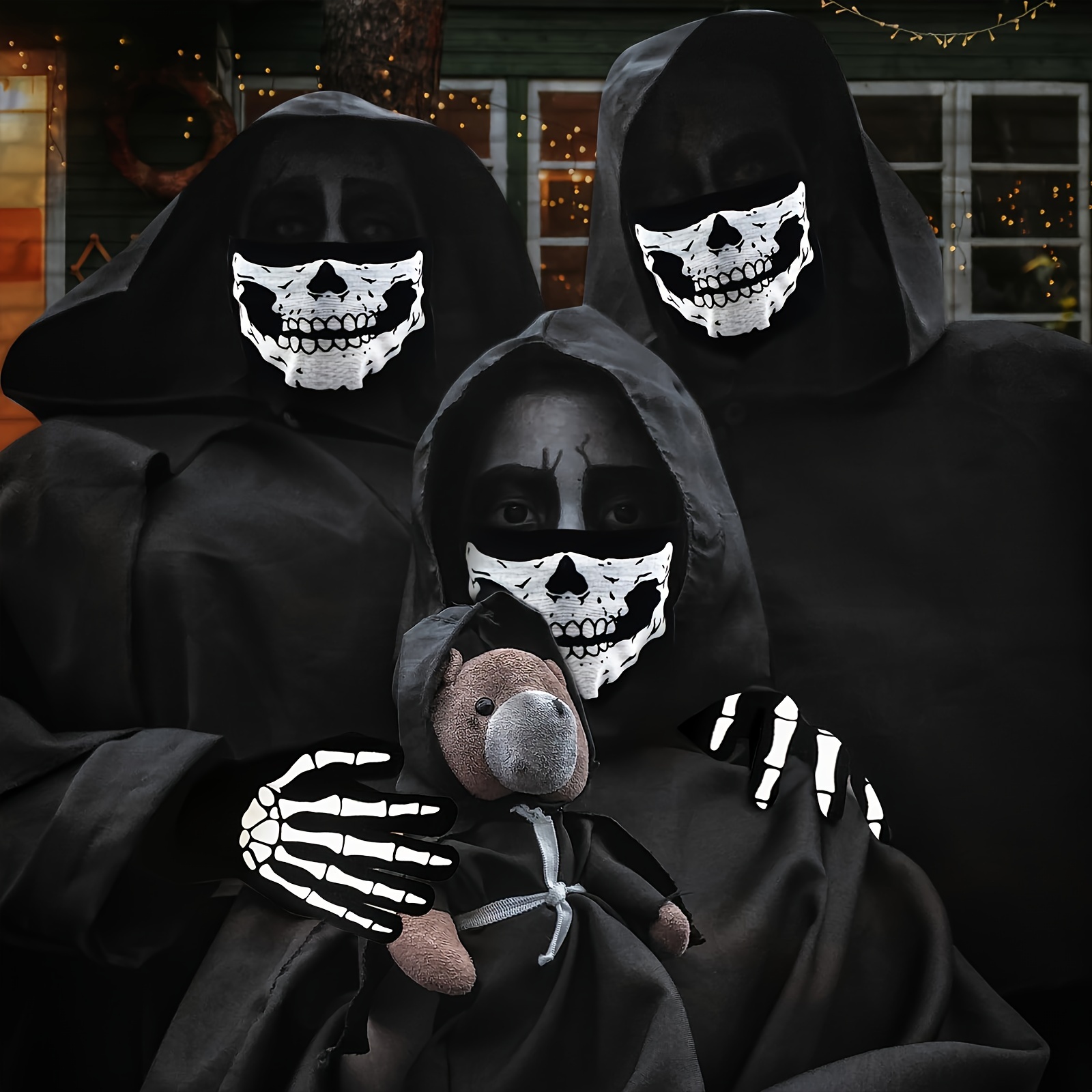Halloween Skeleton Grim Reaper Costume Set of 4
